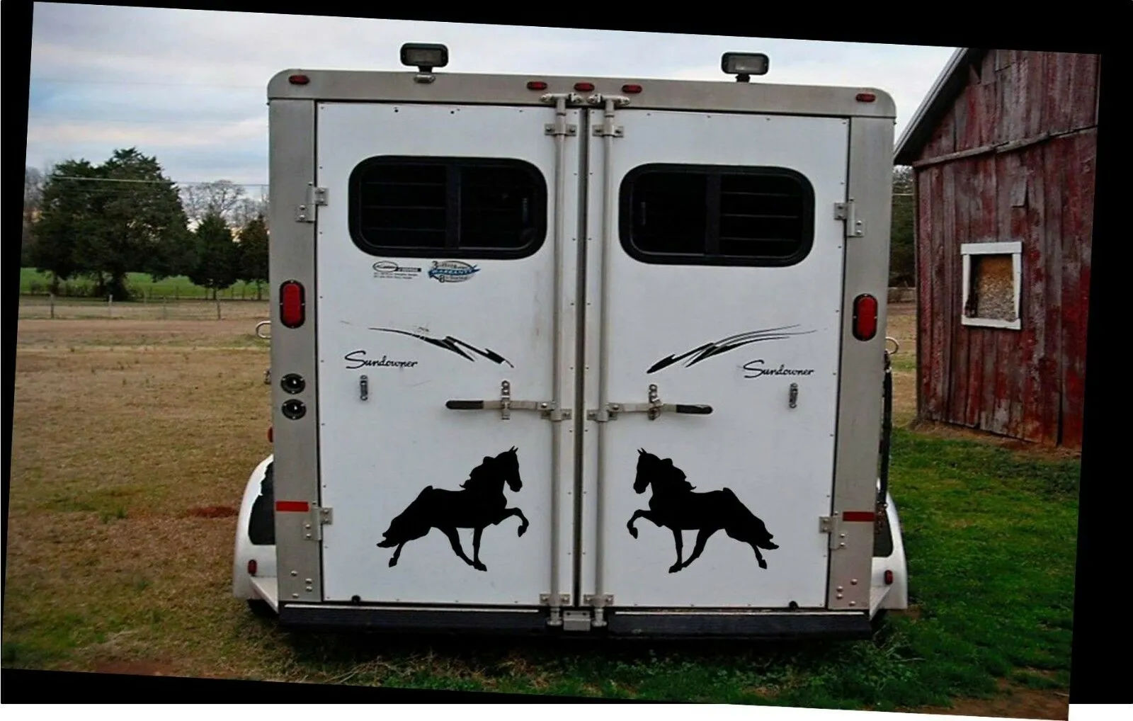2 LARGE 12.5" WALKING HORSE STICKERS MIRRORED TENNESSEE WALKER DECAL HORSE Show