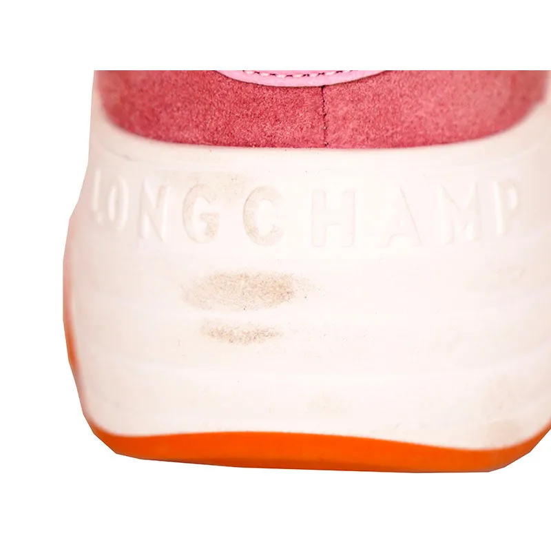 37 US6 NEW $460 LONGCHAMP Pink Orange Leather FREEMINDER Lace Up CHUNKY SNEAKERS