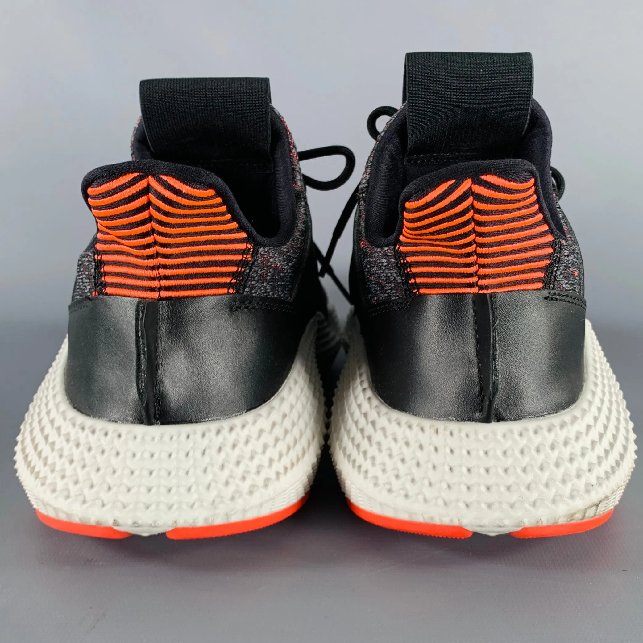 ADIDAS Size 11 Black Red White Heather Nylon Lace-Up Sneakers