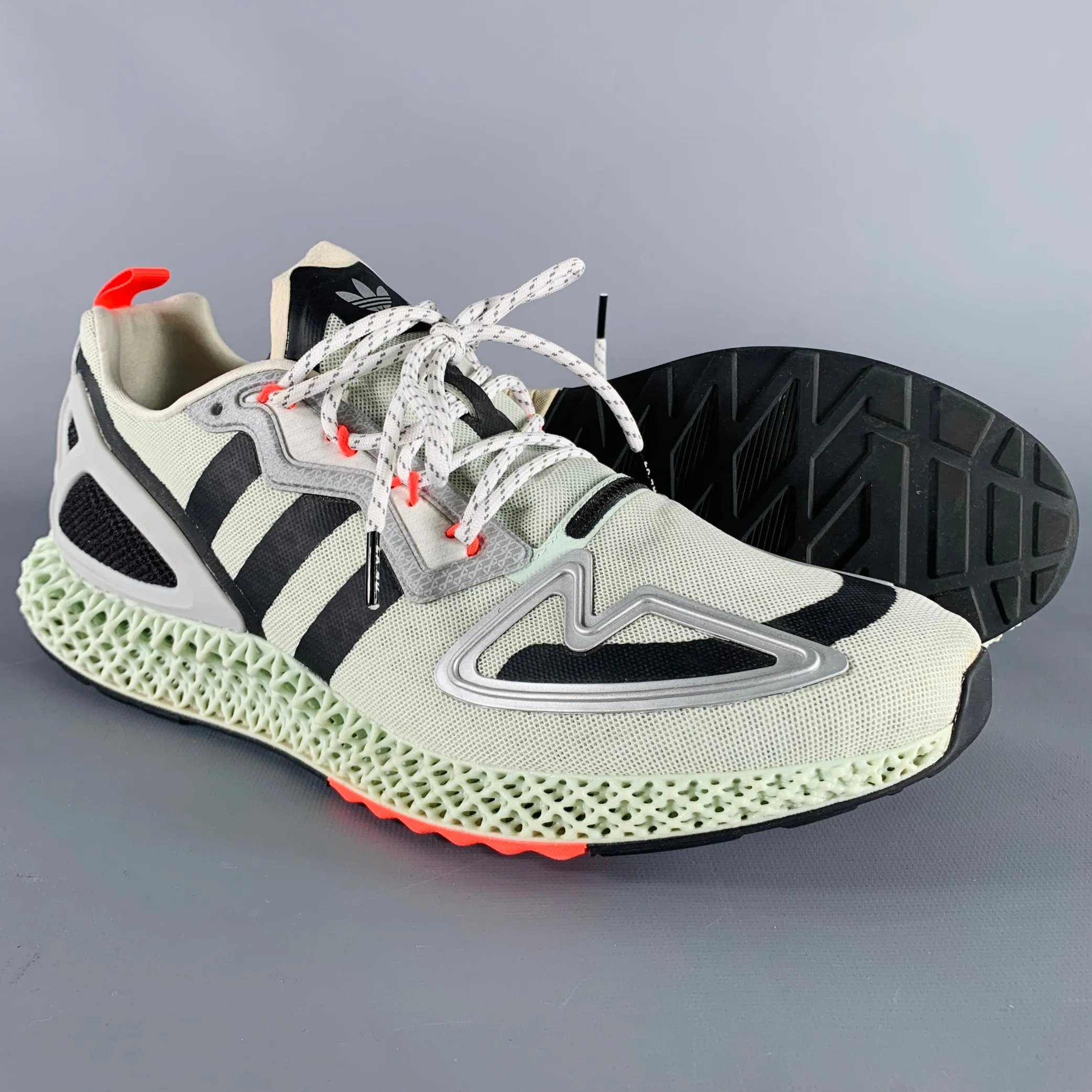 ADIDAS Size 11 Green Black Nylon Lace-Up Sneakers