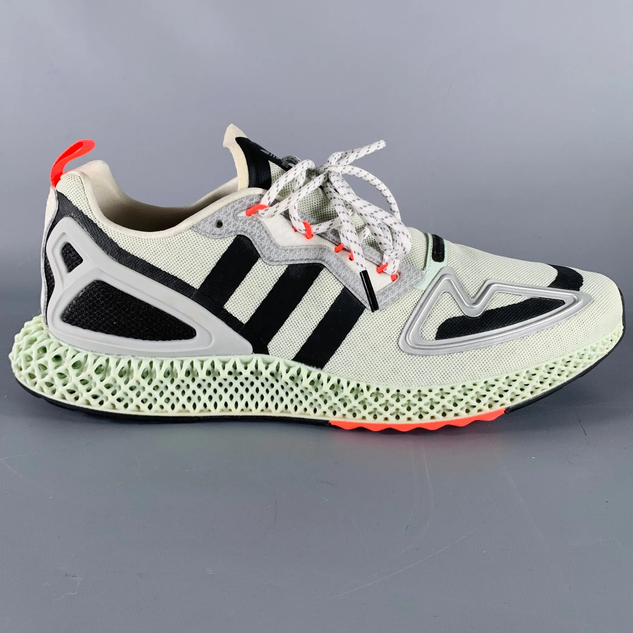 ADIDAS Size 11 Green Black Nylon Lace-Up Sneakers