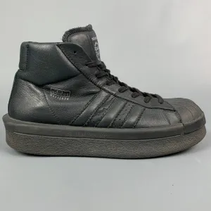ADIDAS X RICK OWENS AW 2016 Size 10 Black Leather High Top Mastodon Sneakers
