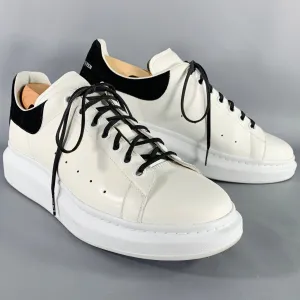 ALEXANDER MCQUEEN Size 10 White Black Leather Sneakers