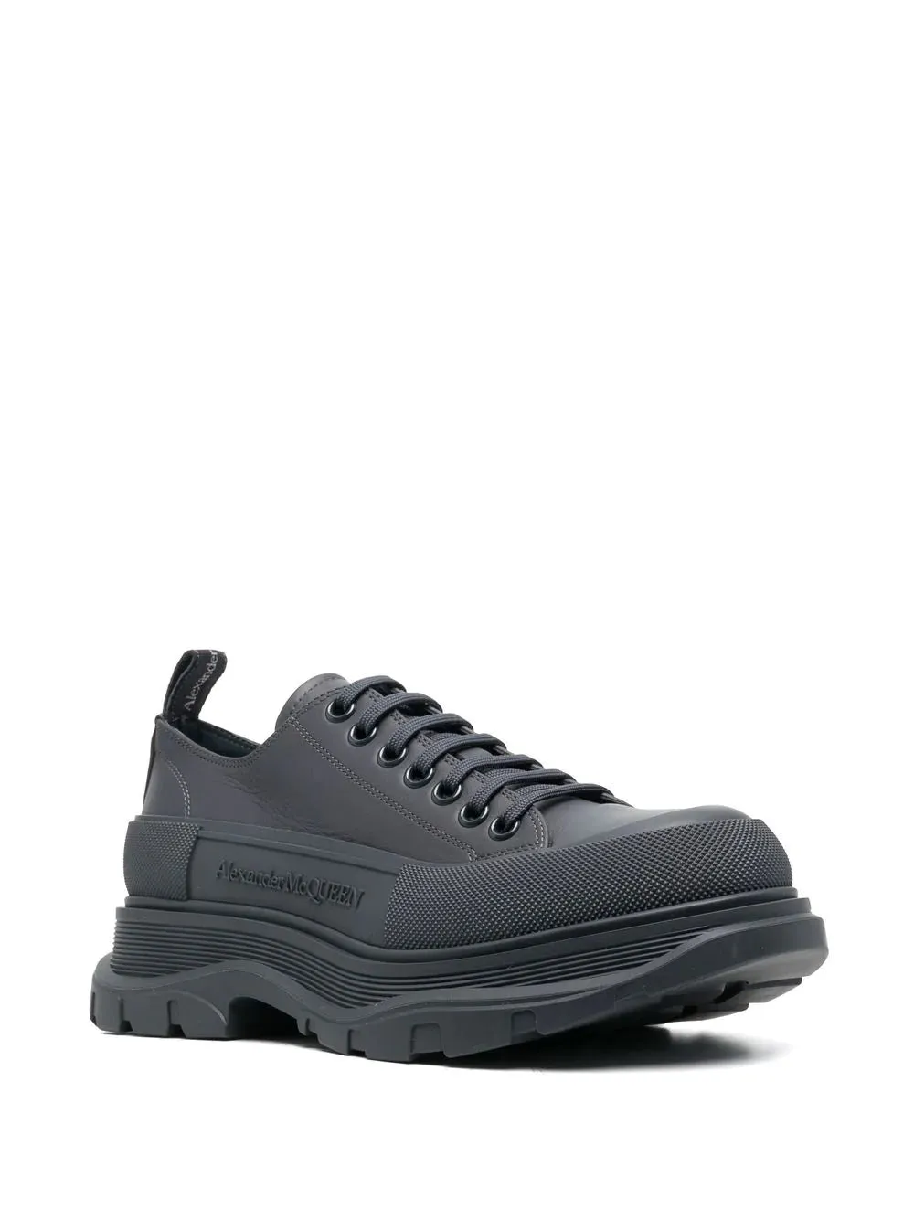 Alexander McQueen Tread Leather Low Top Sneakers Grey
