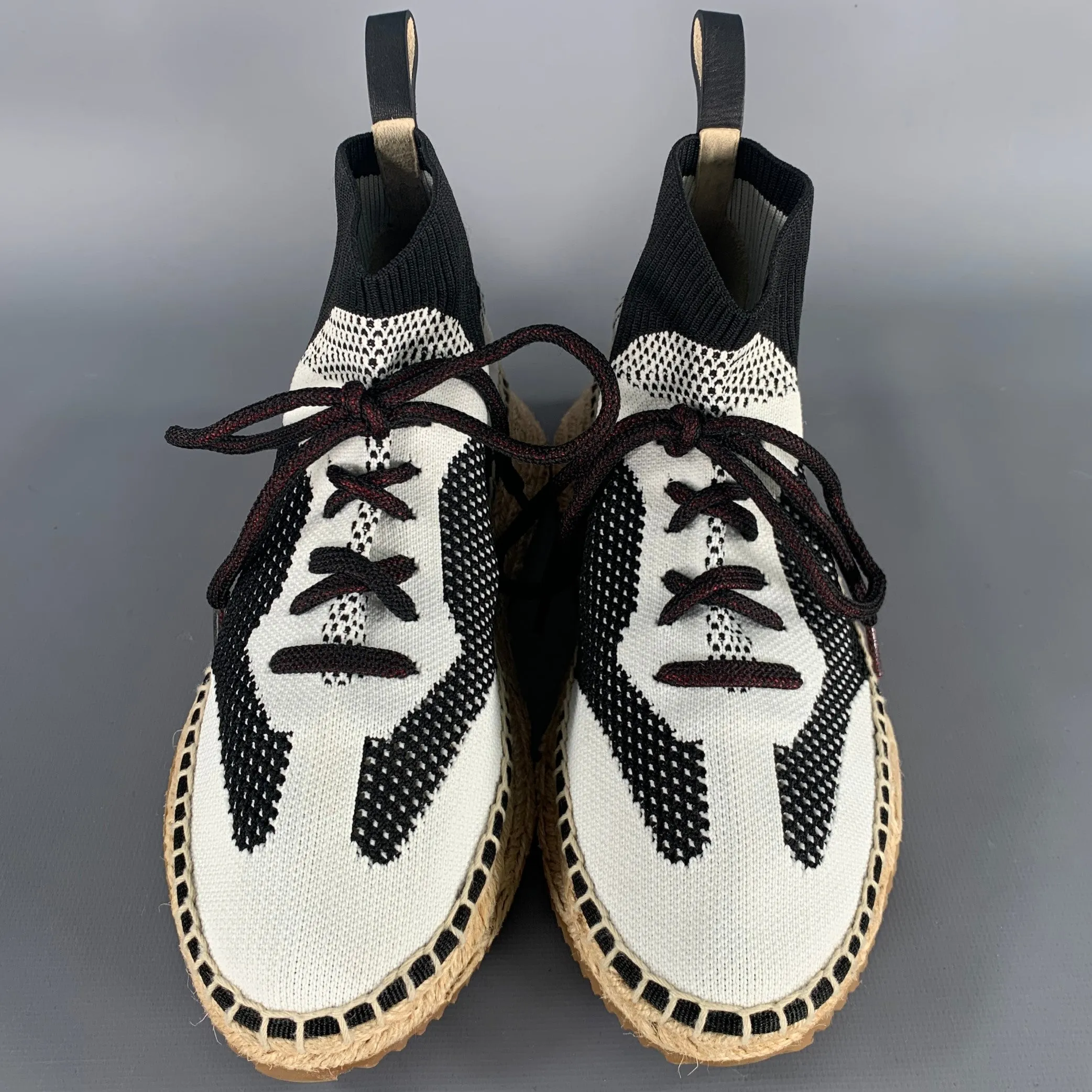 ALEXANDER WANG Size 6 White Black Espadrille Sock Sneakers