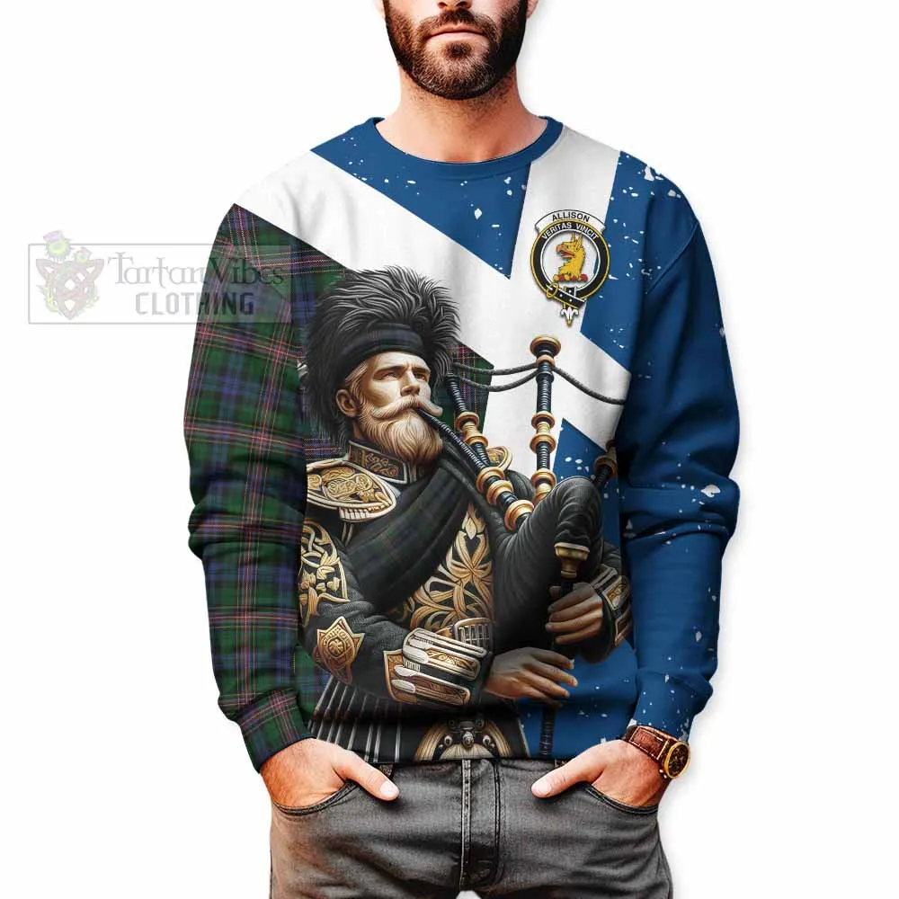 Allison Tartan Sweatshirt with Family Crest Scottish Bagpiper Vibes