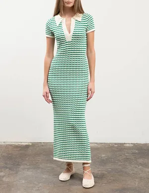 Alma Green Striped Sweater Dress