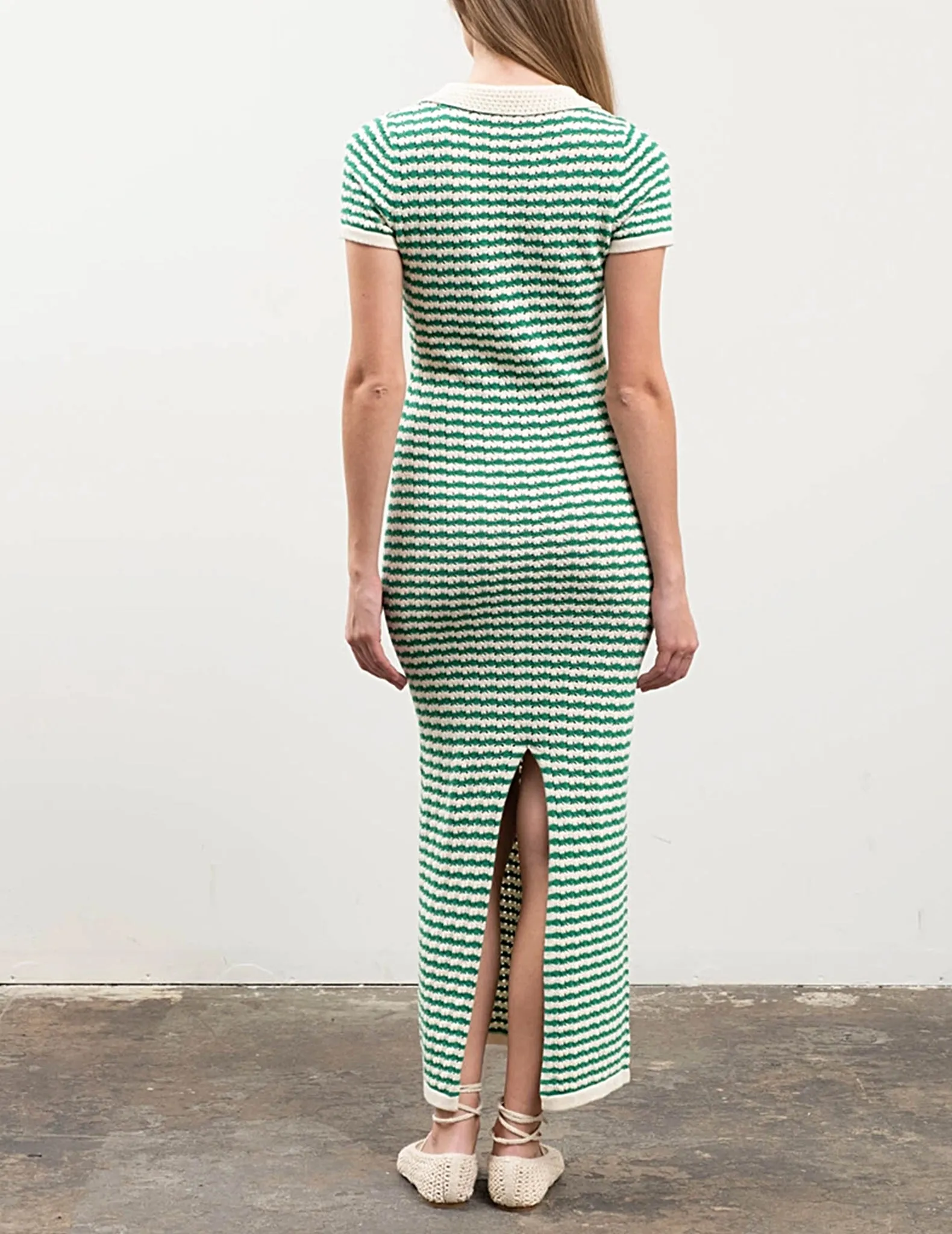 Alma Green Striped Sweater Dress