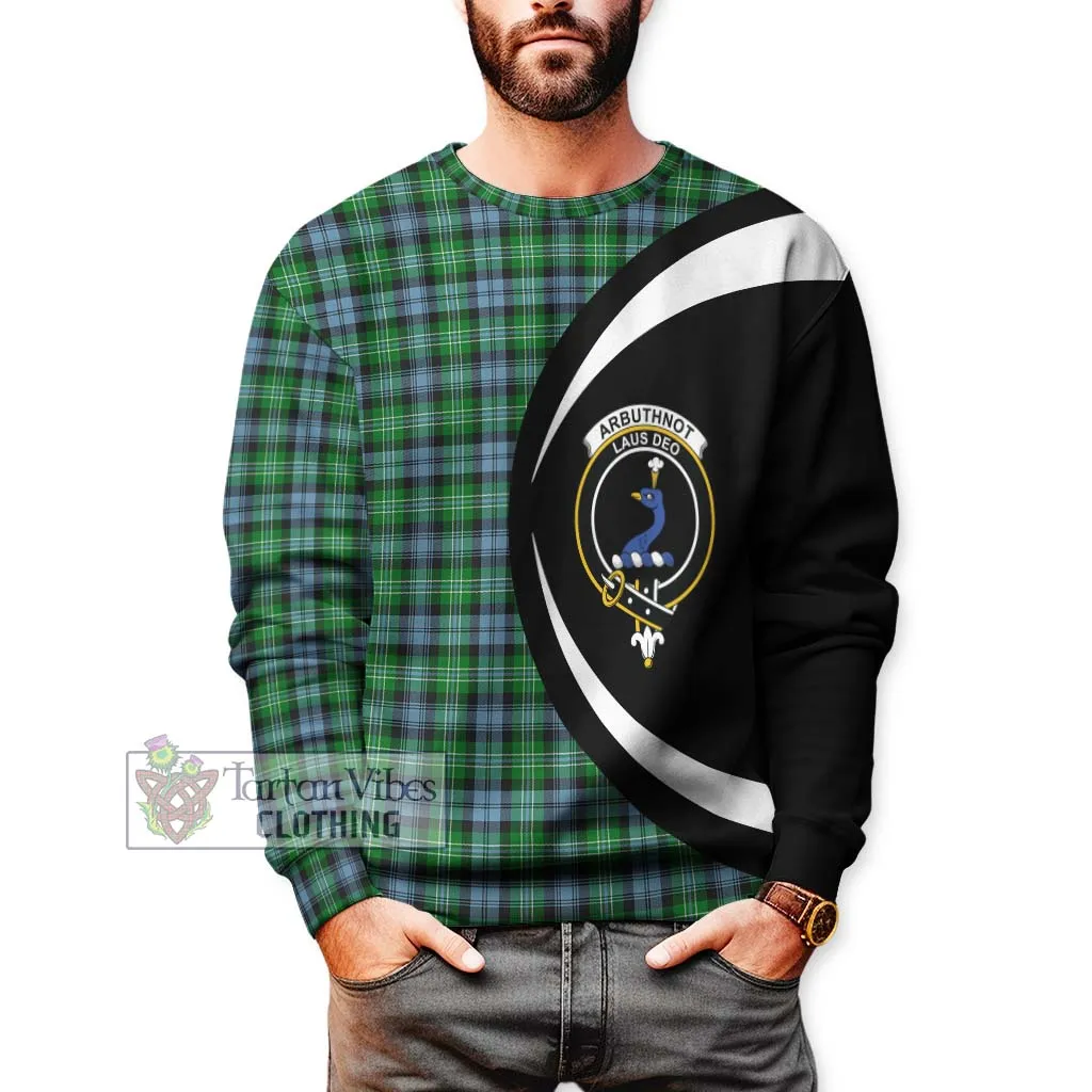Arbuthnot Ancient Tartan Sweatshirt with Family Crest Circle Style