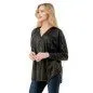 Ariella V Neck 3/4 Sleeve Dolman Zipper Top