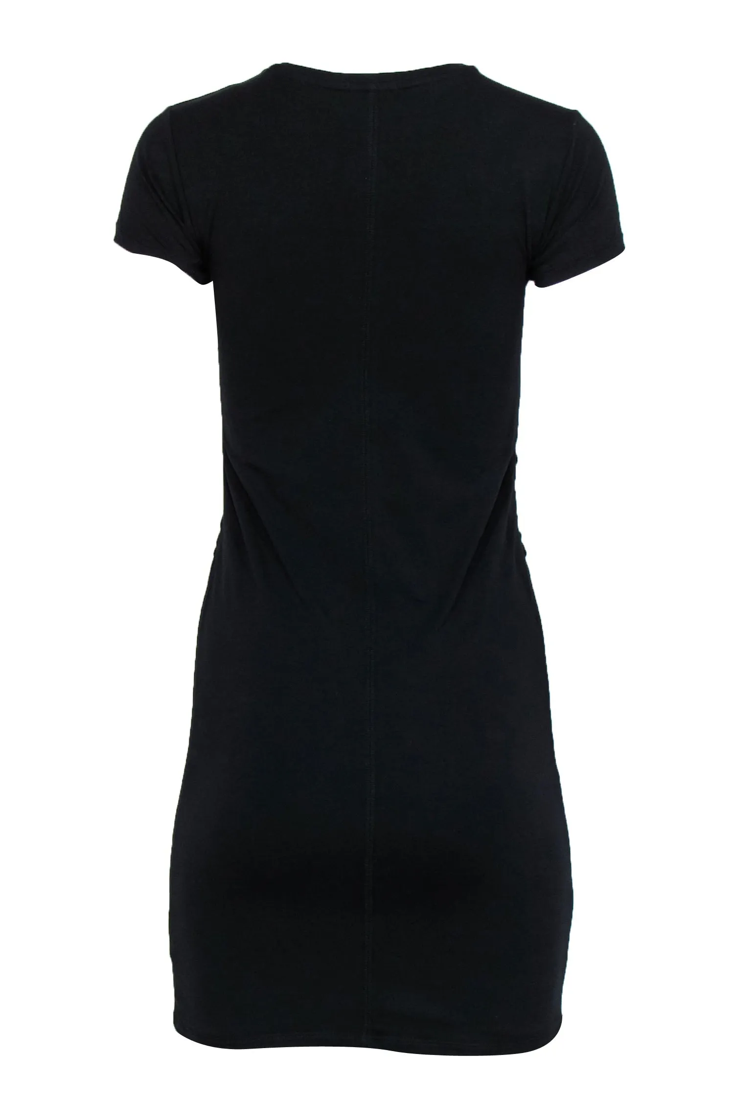 ATM - Black Draped Cotton Blend T-Shirt Dress Sz S