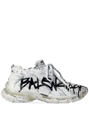 BALENCIAGA Graffiti Runner Sneakers White/Black