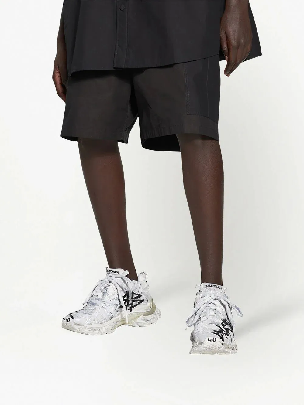 BALENCIAGA Graffiti Runner Sneakers White/Black