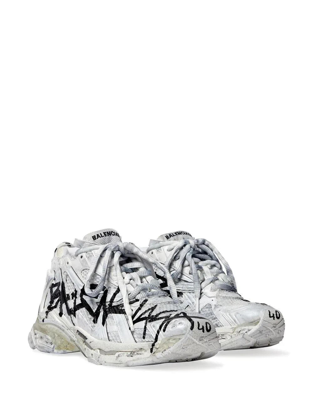 BALENCIAGA Graffiti Runner Sneakers White/Black