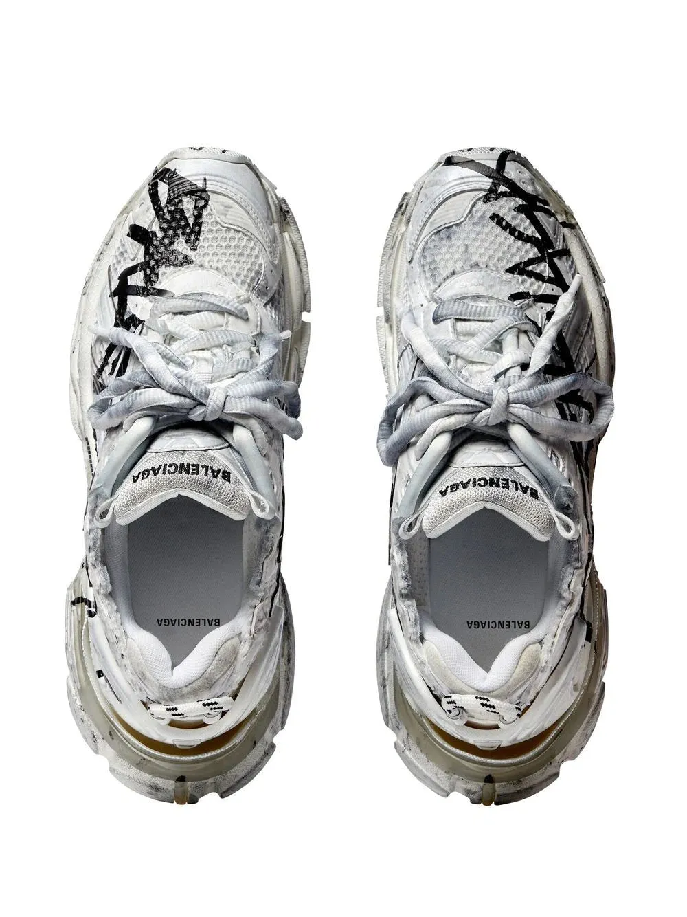 BALENCIAGA Graffiti Runner Sneakers White/Black