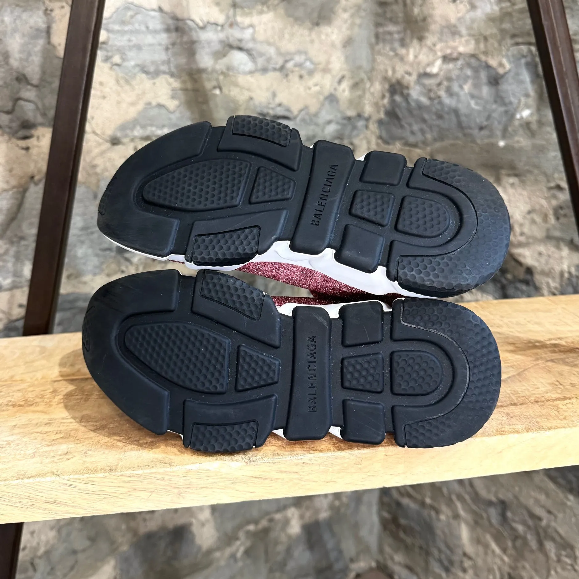 Balenciaga Pink Knit Laminated Speed Logo Sock Sneakers