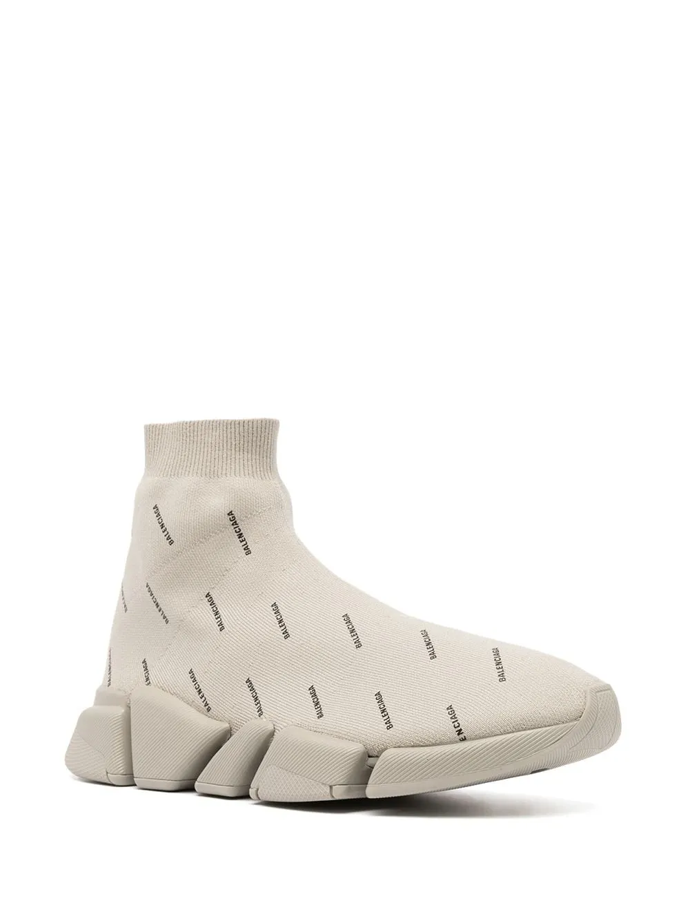 BALENCIAGA Speed 2.0 All Over Logo Sneakers Sand