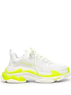 BALENCIAGA Triple S Sneakers White/Fluo Yellow