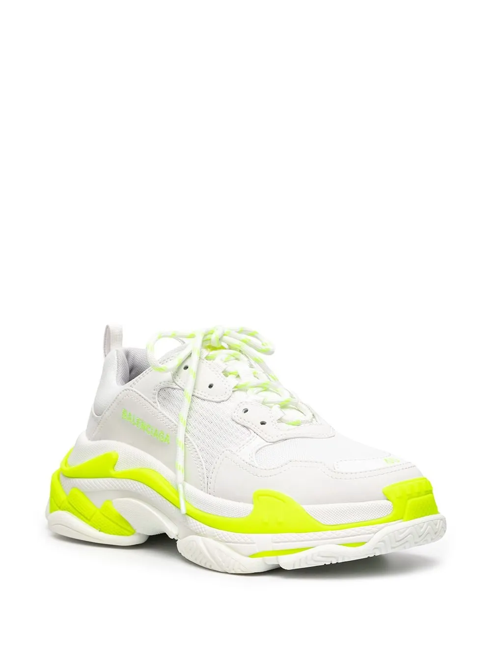 BALENCIAGA Triple S Sneakers White/Fluo Yellow