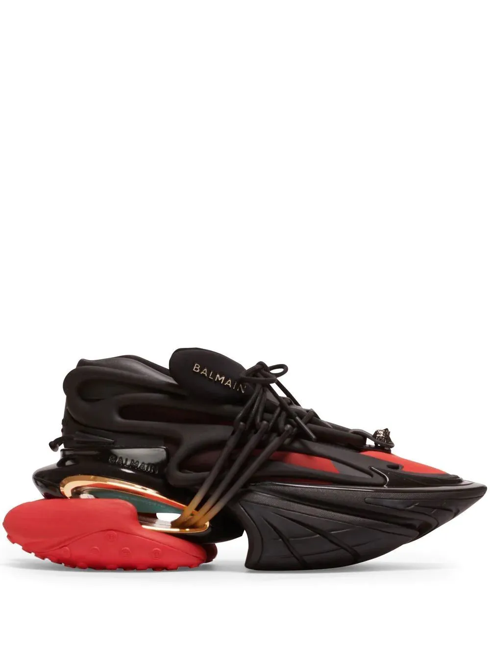BALMAIN Unicorn Low Top Sneakers Black Red
