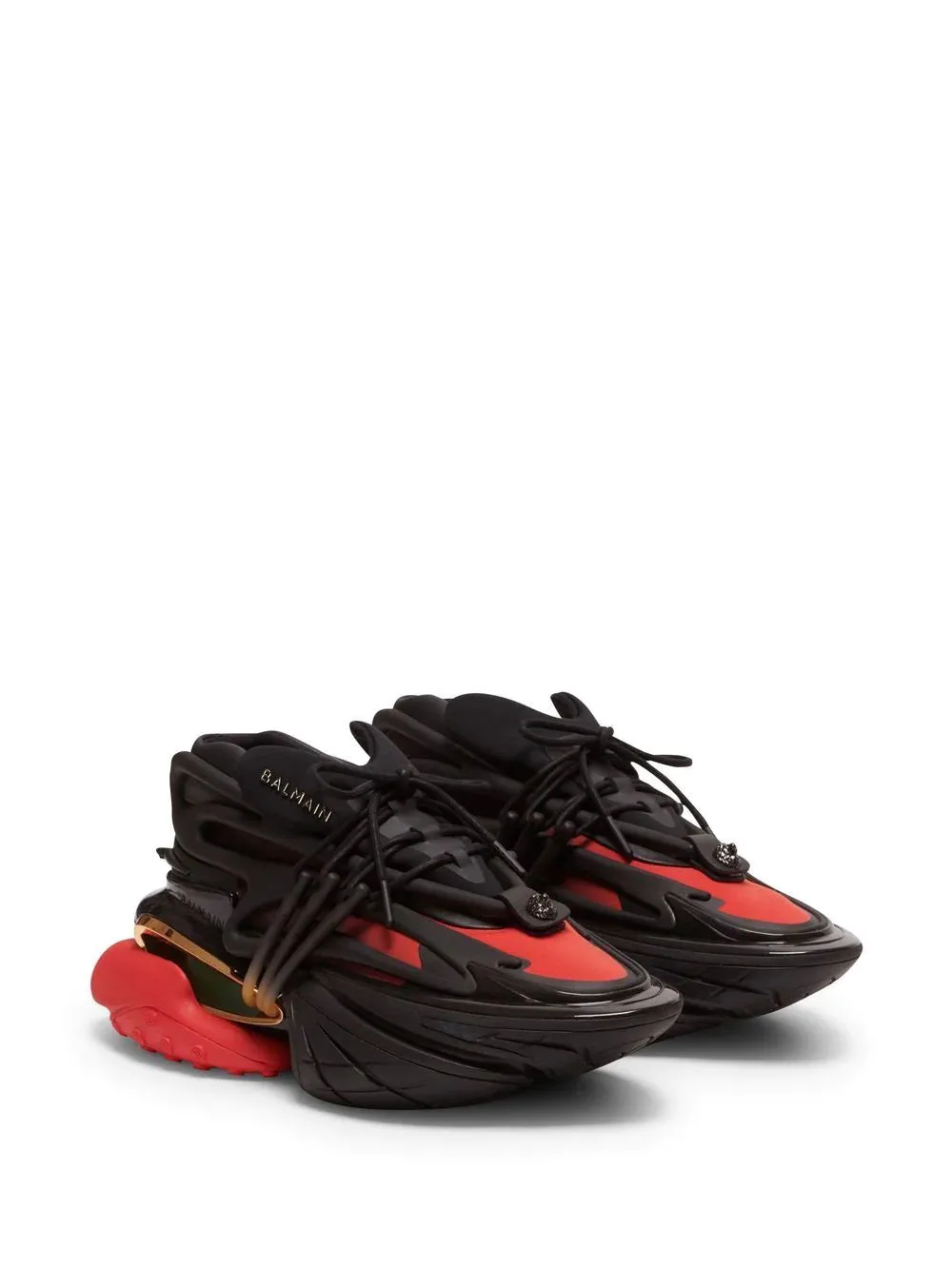 BALMAIN Unicorn Low Top Sneakers Black Red