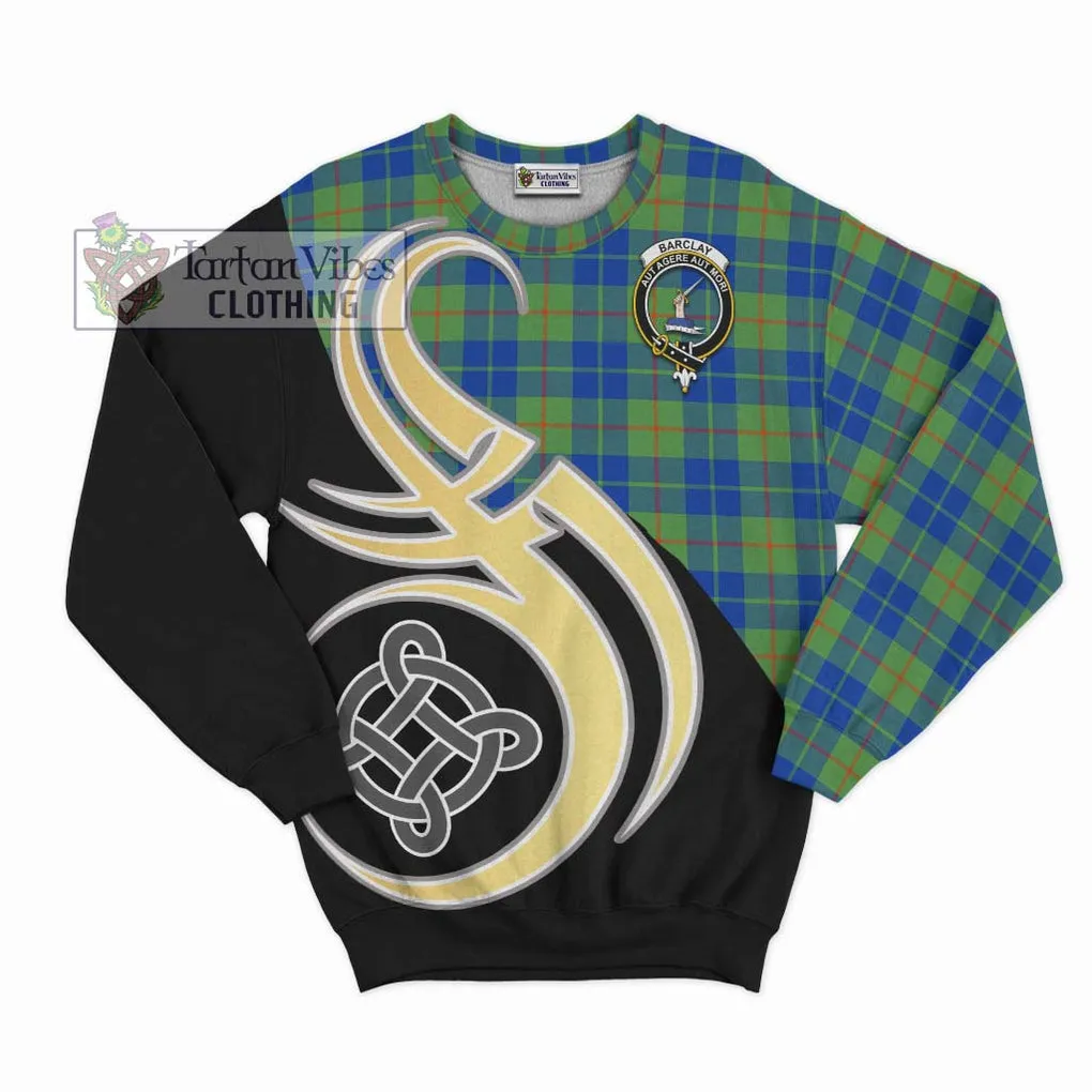 Barclay Hunting Ancient Tartan Sweatshirt with Family Crest and Celtic Symbol Style