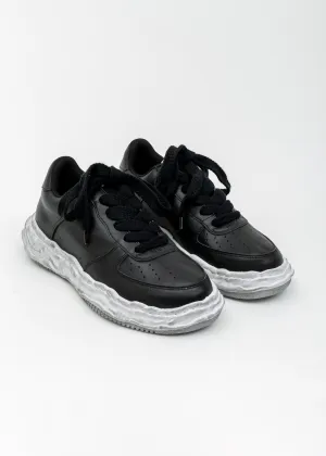 Black Original Distressed Effect Sole Leather Sneaker (WAYNE LOW)