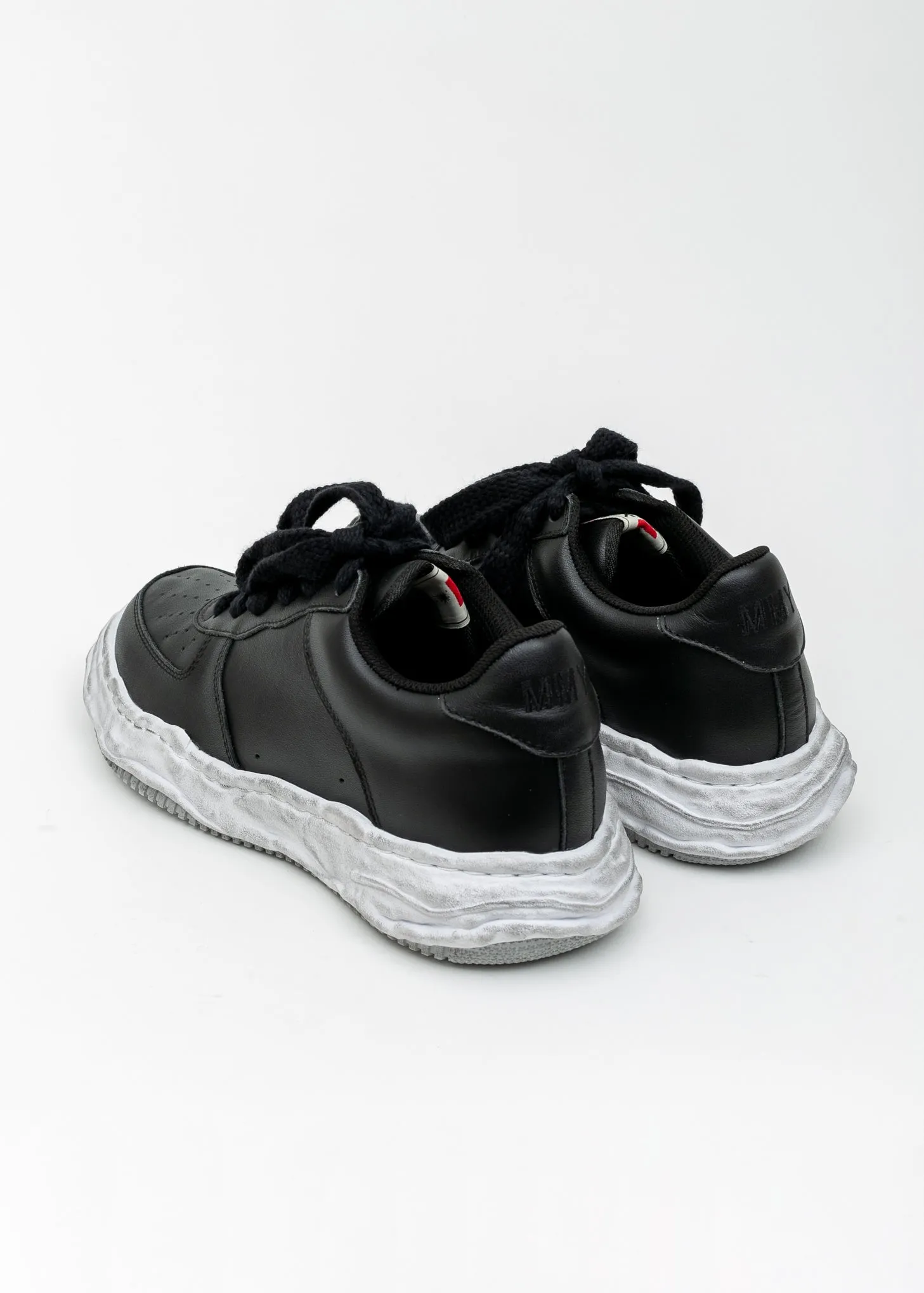 Black Original Distressed Effect Sole Leather Sneaker (WAYNE LOW)