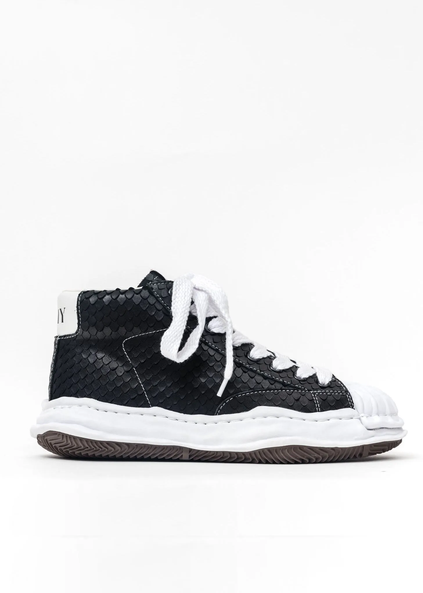 Black Original Shell Toe Sole Leather Hightop Sneaker (Python)