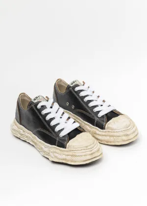 Black Original Sole Canvas Cracking Leather Lowcut Sneaker (PETERSON 23 LOW)