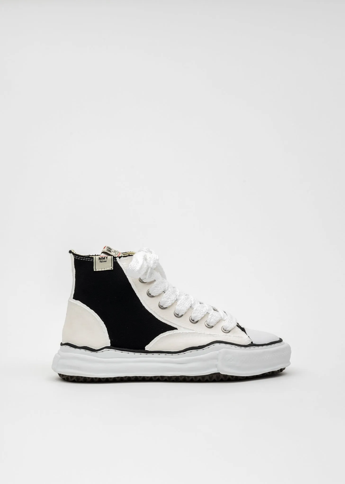 Black/White OG Sole Rubber Painted Canvas High-Top Sneaker (PETERSON HIGH)