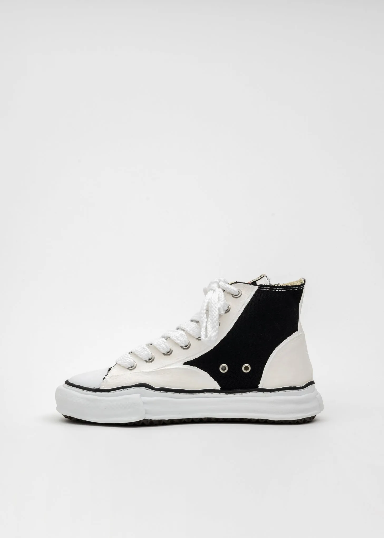 Black/White OG Sole Rubber Painted Canvas High-Top Sneaker (PETERSON HIGH)