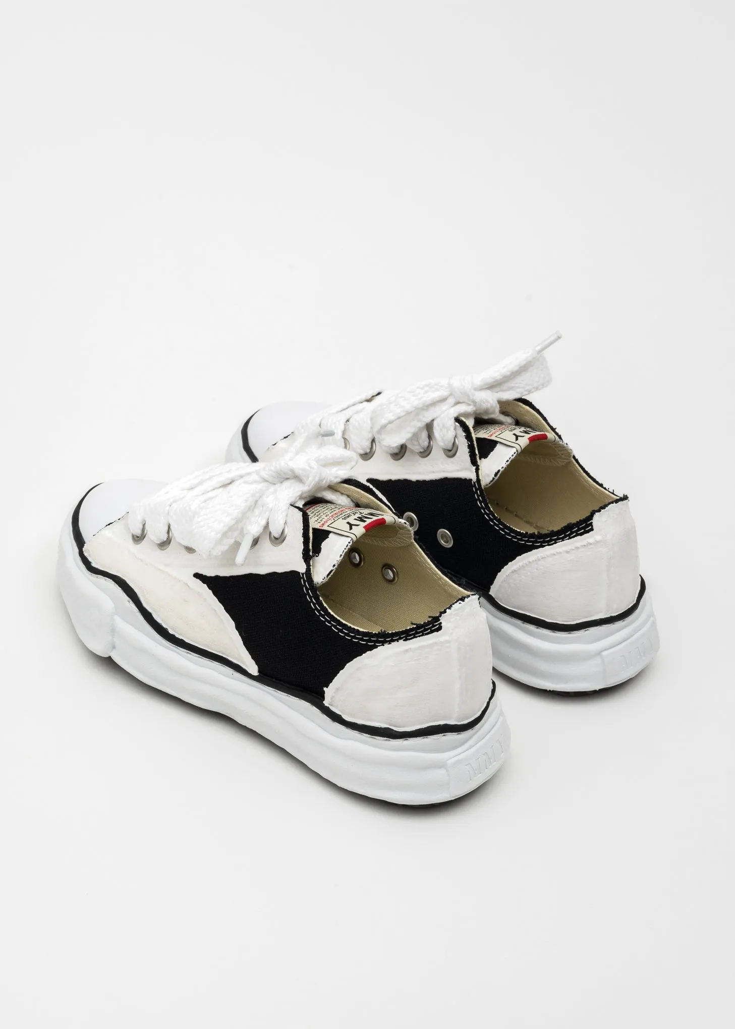 Black/White OG Sole Rubber Painted Canvas Low-Top Sneaker (PETERSON LOW)