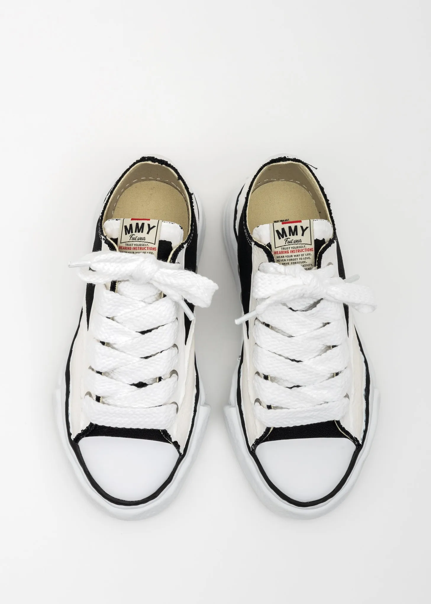 Black/White OG Sole Rubber Painted Canvas Low-Top Sneaker (PETERSON LOW)