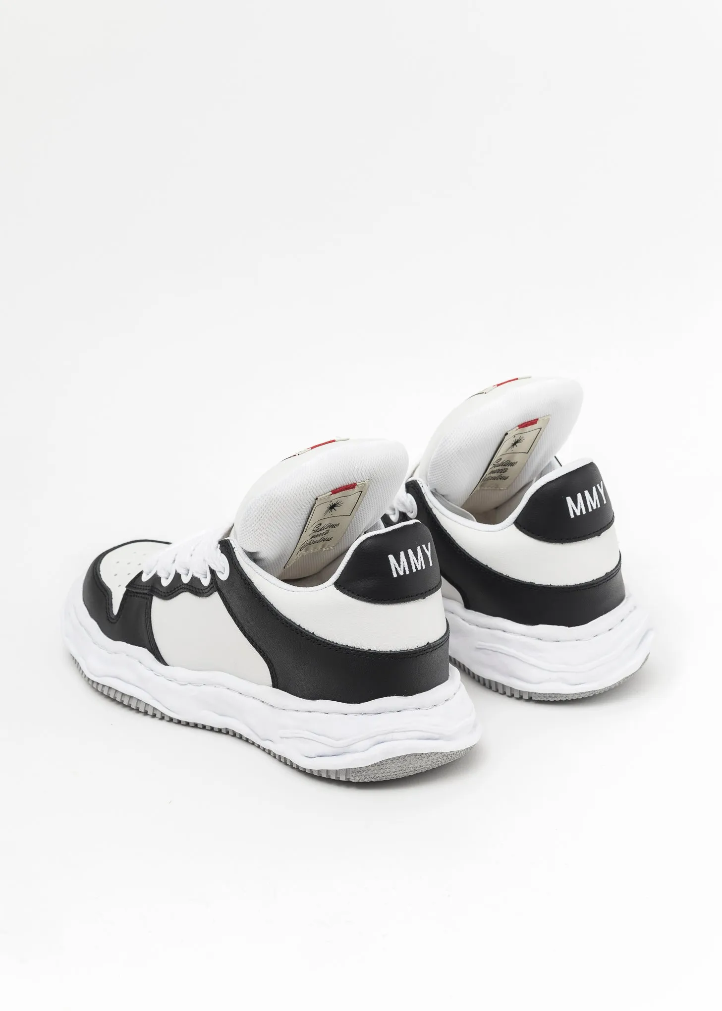 Black/White Original Sole Leather Puffer Low-Top Sneaker (WAYNE)