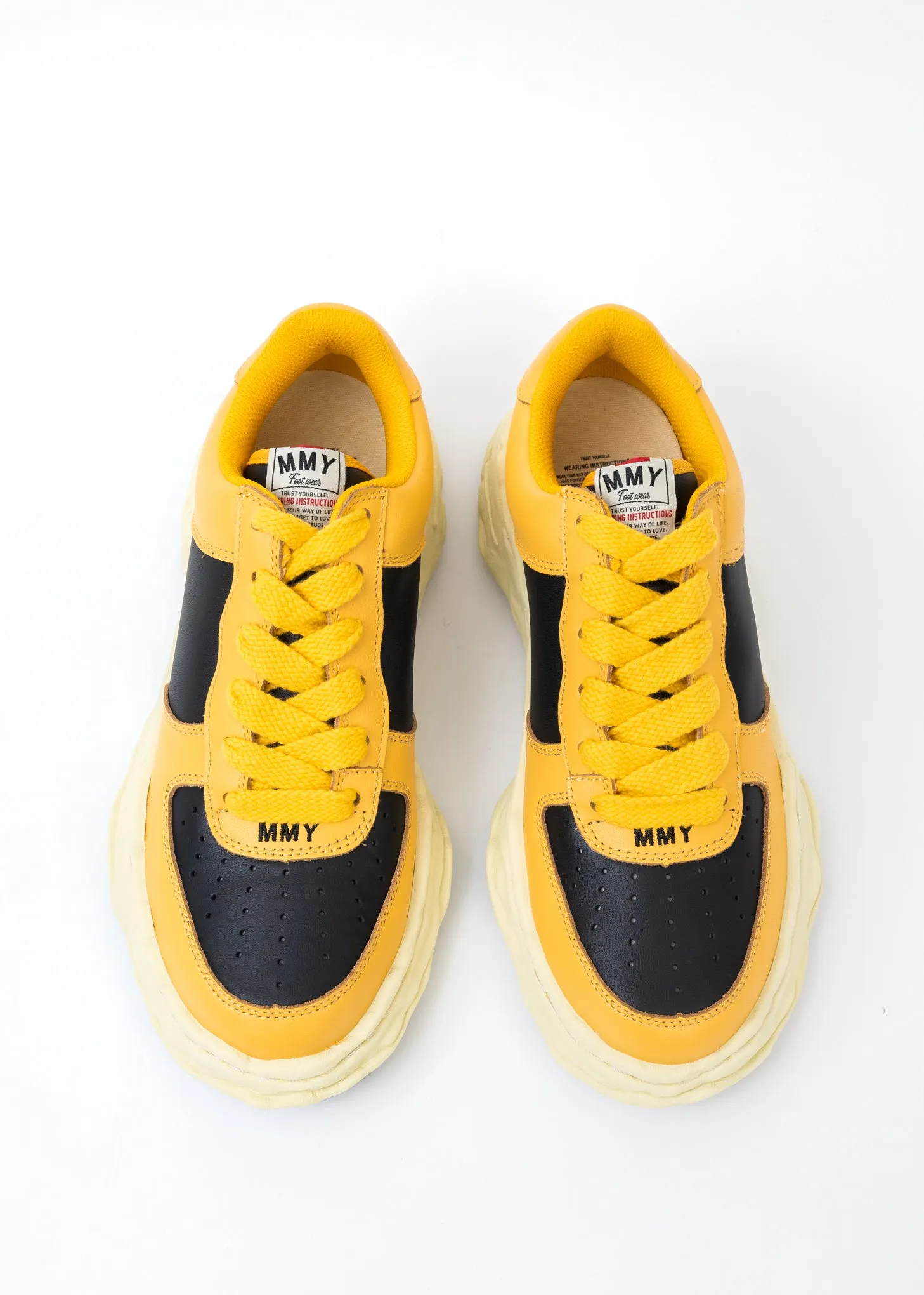 Black/Yellow OG Sole Vintage Colour Leather Sneaker (WAYNE LOW)