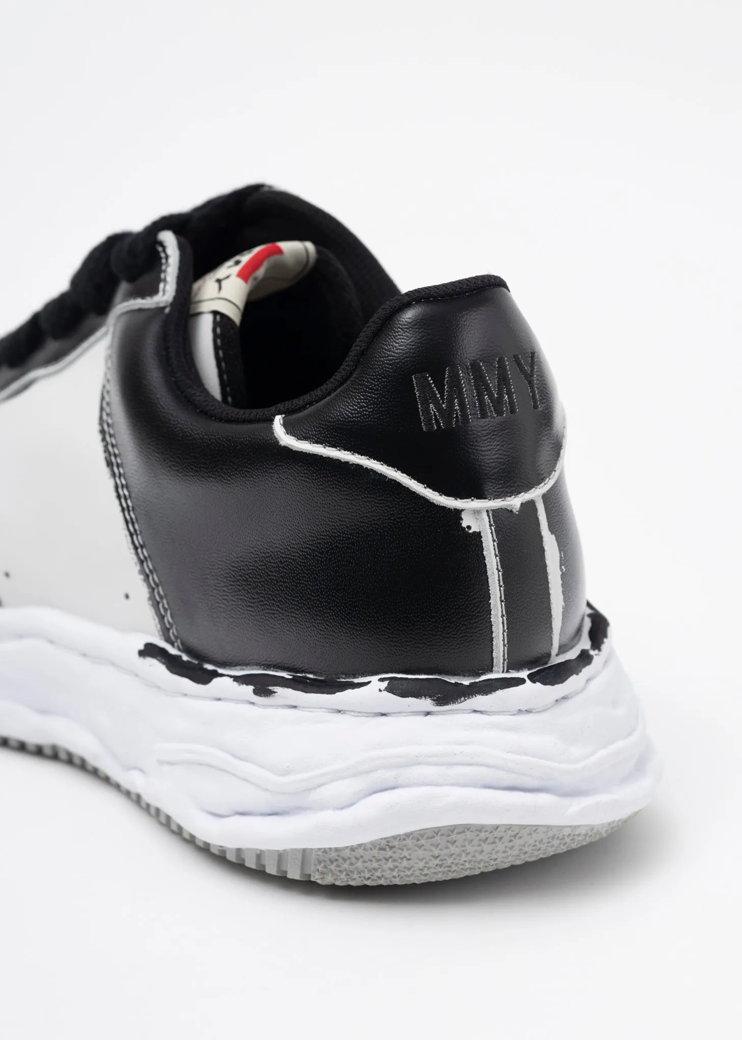 BLK/WHT OG Sole Printed Leather Low-TopSneaker (WAYNE LOW)