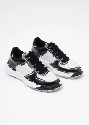 BLK/WHT OG Sole Printed Leather Low-TopSneaker (WAYNE LOW)