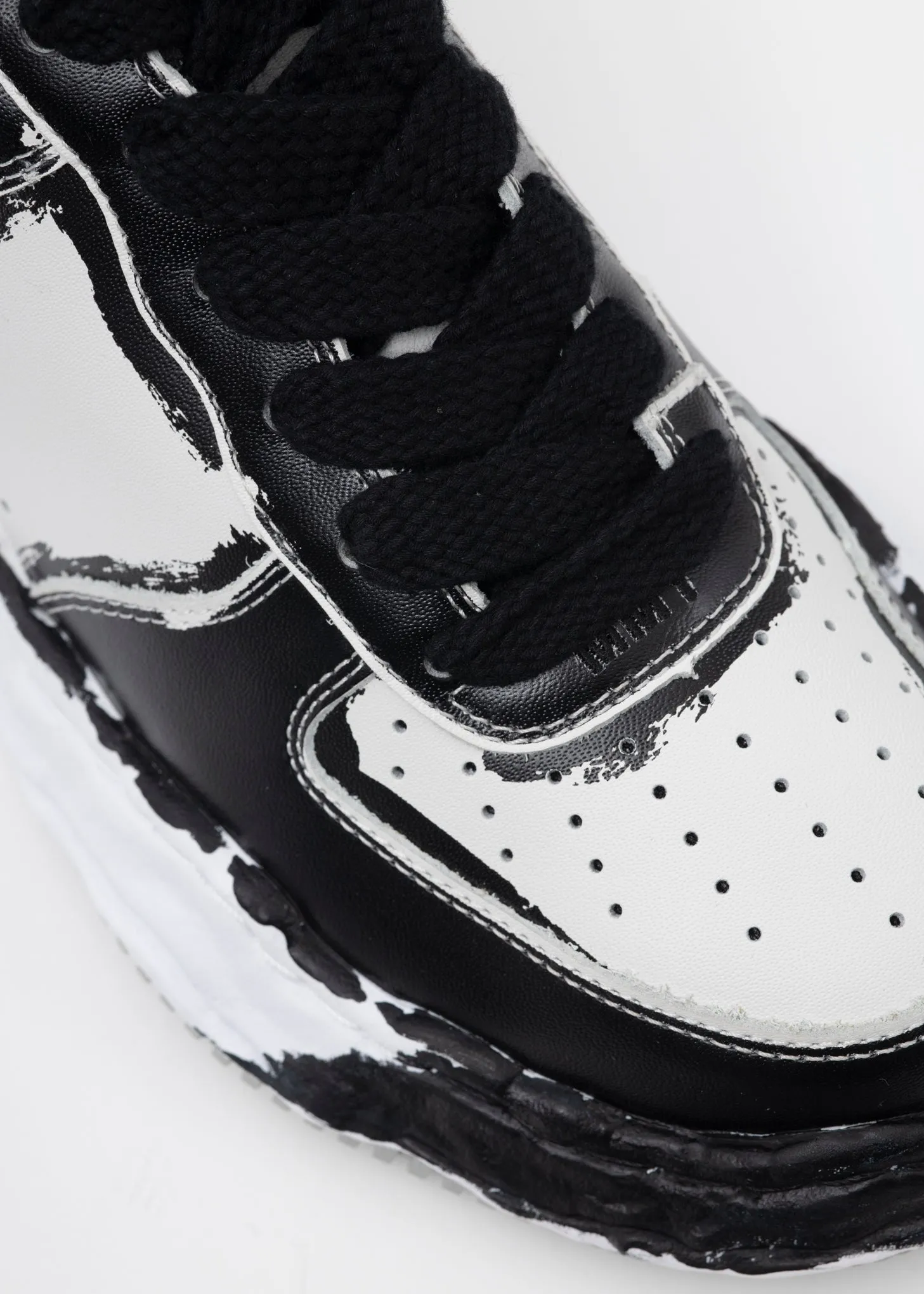 BLK/WHT OG Sole Printed Leather Low-TopSneaker (WAYNE LOW)