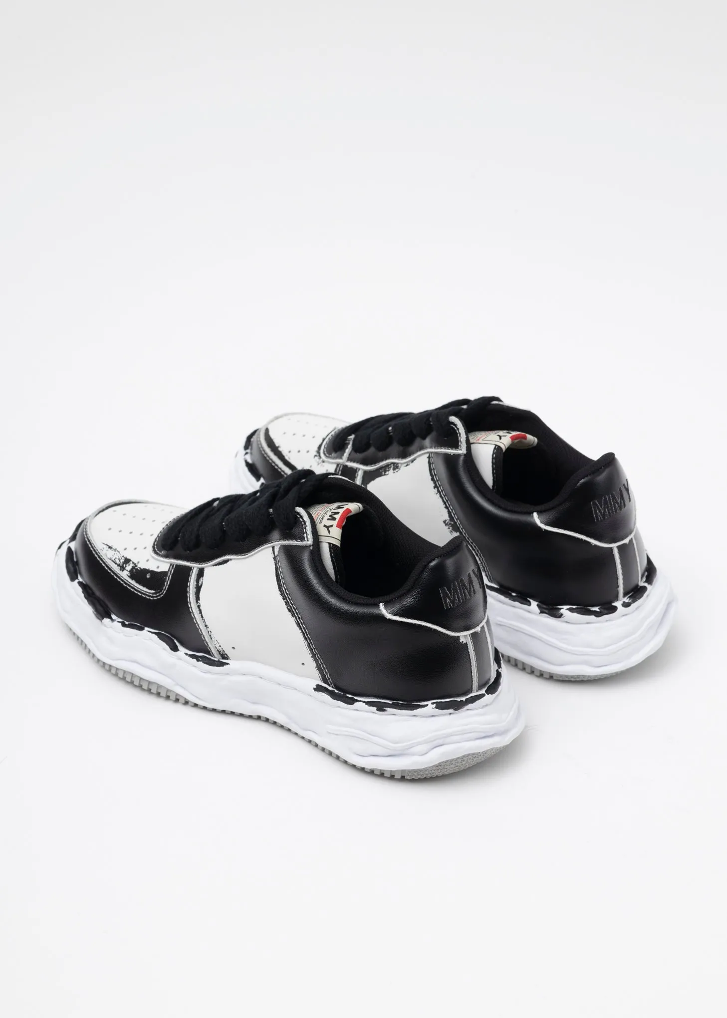 BLK/WHT OG Sole Printed Leather Low-TopSneaker (WAYNE LOW)