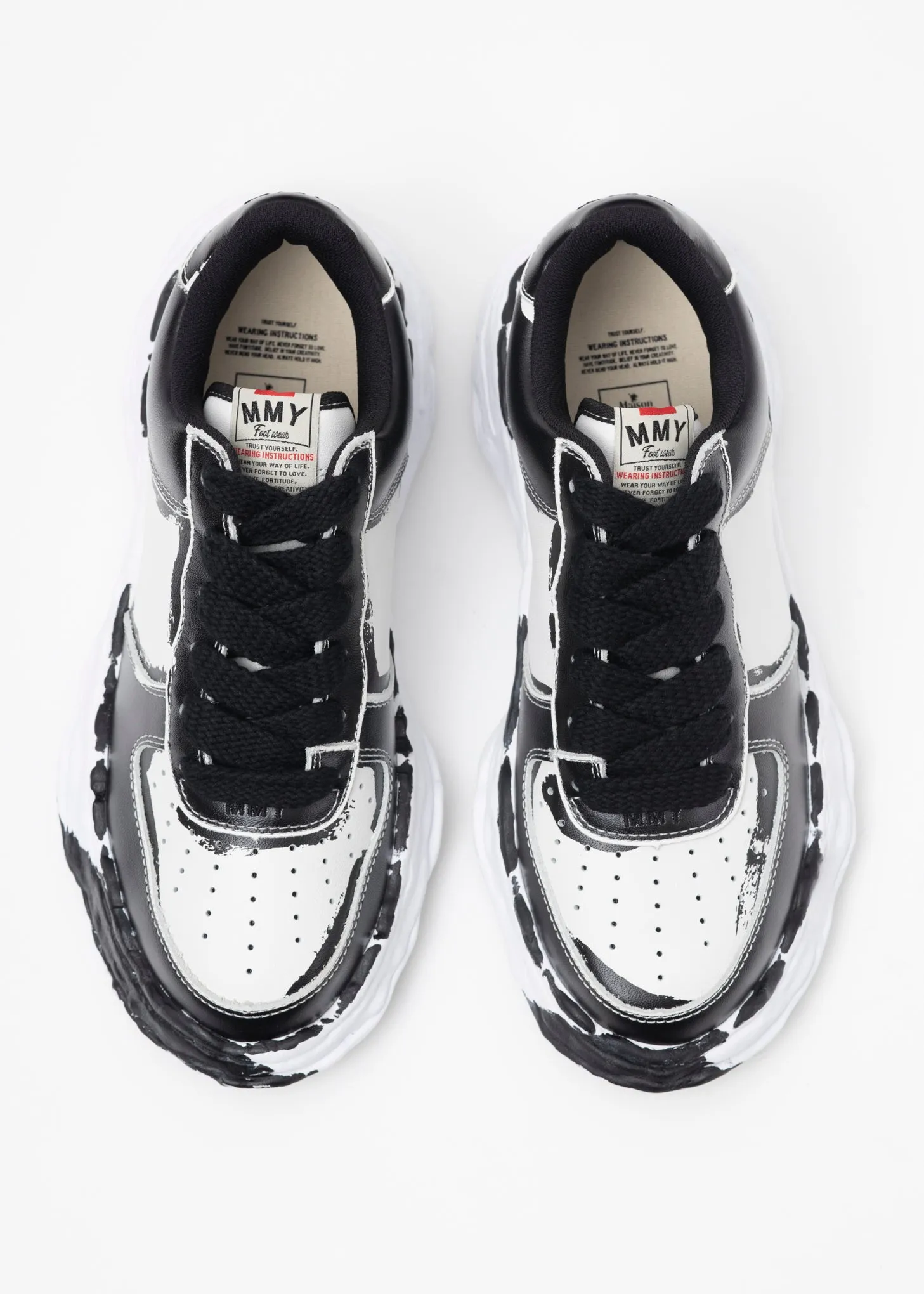 BLK/WHT OG Sole Printed Leather Low-TopSneaker (WAYNE LOW)