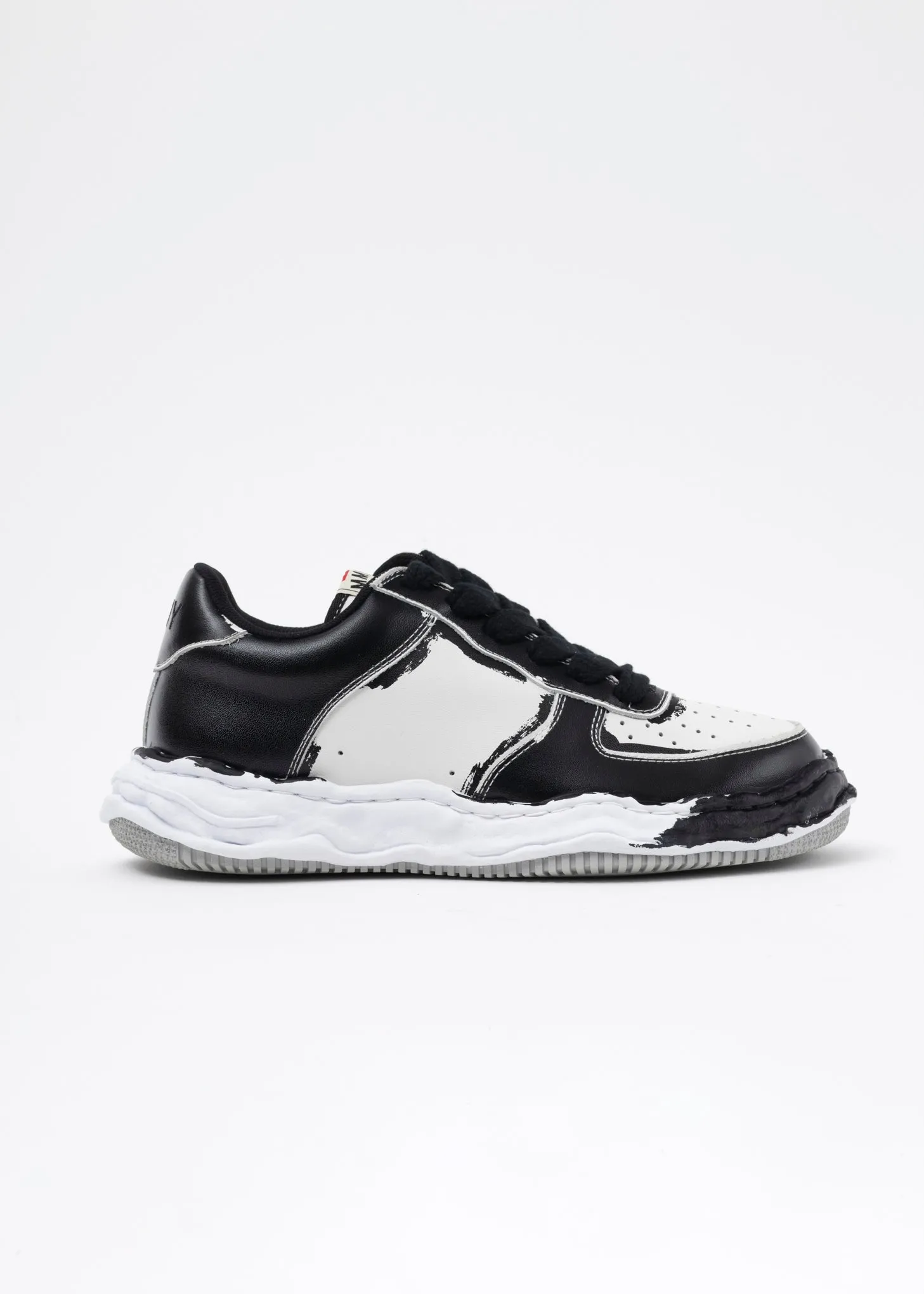 BLK/WHT OG Sole Printed Leather Low-TopSneaker (WAYNE LOW)