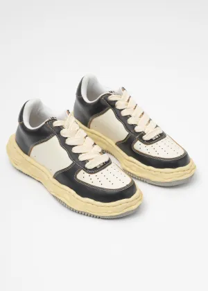 BLK/WHT OG Sole Vintage Effect Leather Low-TopSneaker (WAYNE LOW)