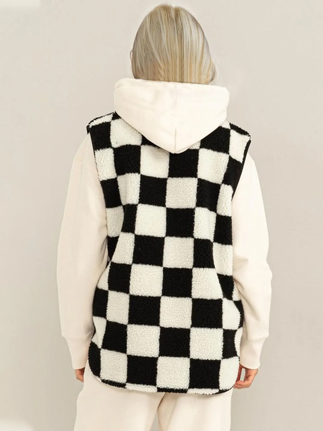 Blue Zone Planet |  Double Take Full Size Zip Up Checkered Vest Cost