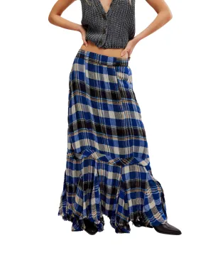 Bordeaux Plaid Maxi Skirt