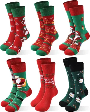 Christmas Socks For Women, 6 Pack Women Christmas Socks, Xmas Crew Socks US Size 6-13