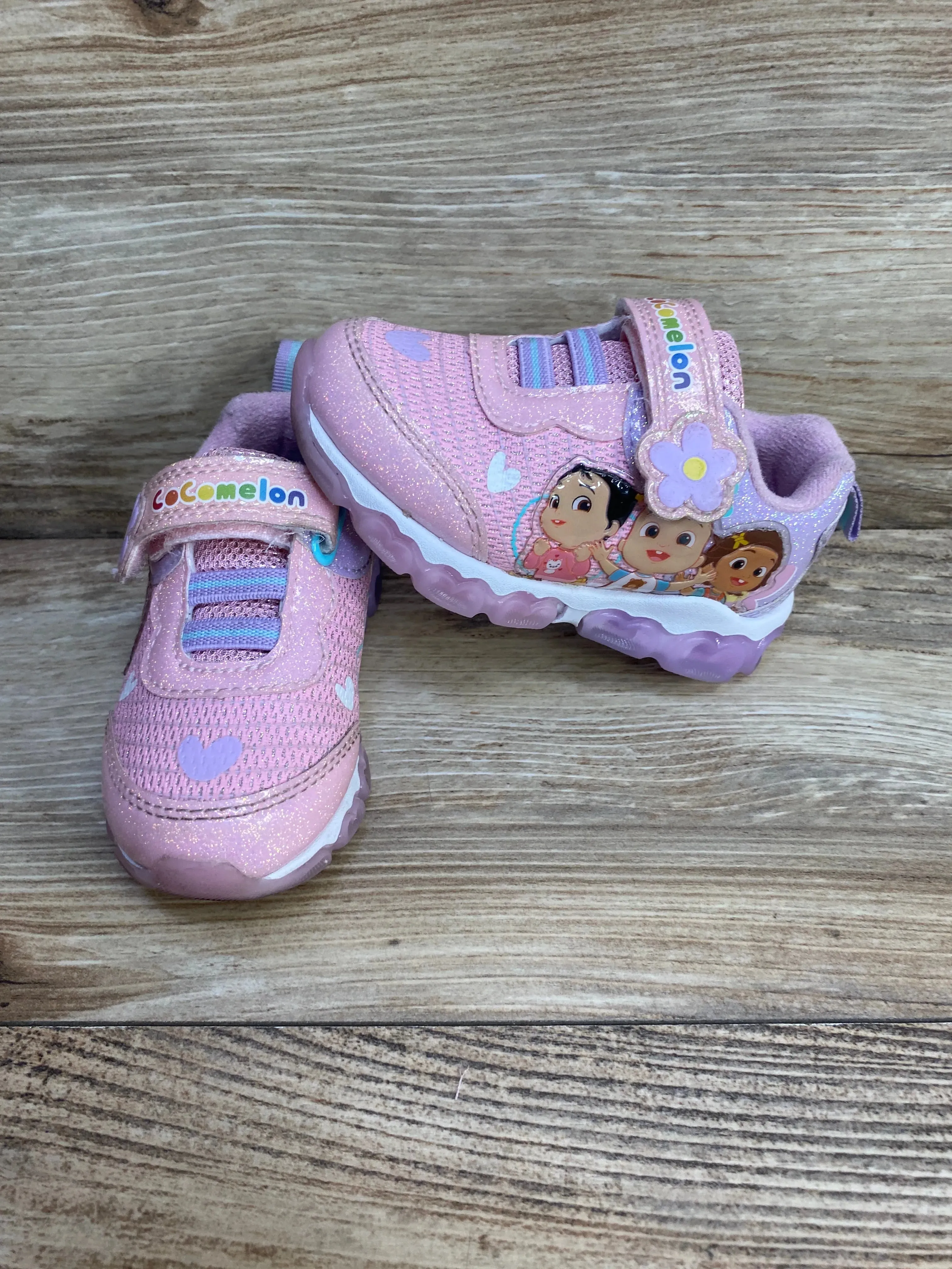 Cocomelon Girl's Lighted Athletic Sneakers Pink sz 6c