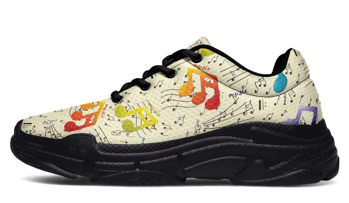 Colorful Music Notes Chunky Sneakers