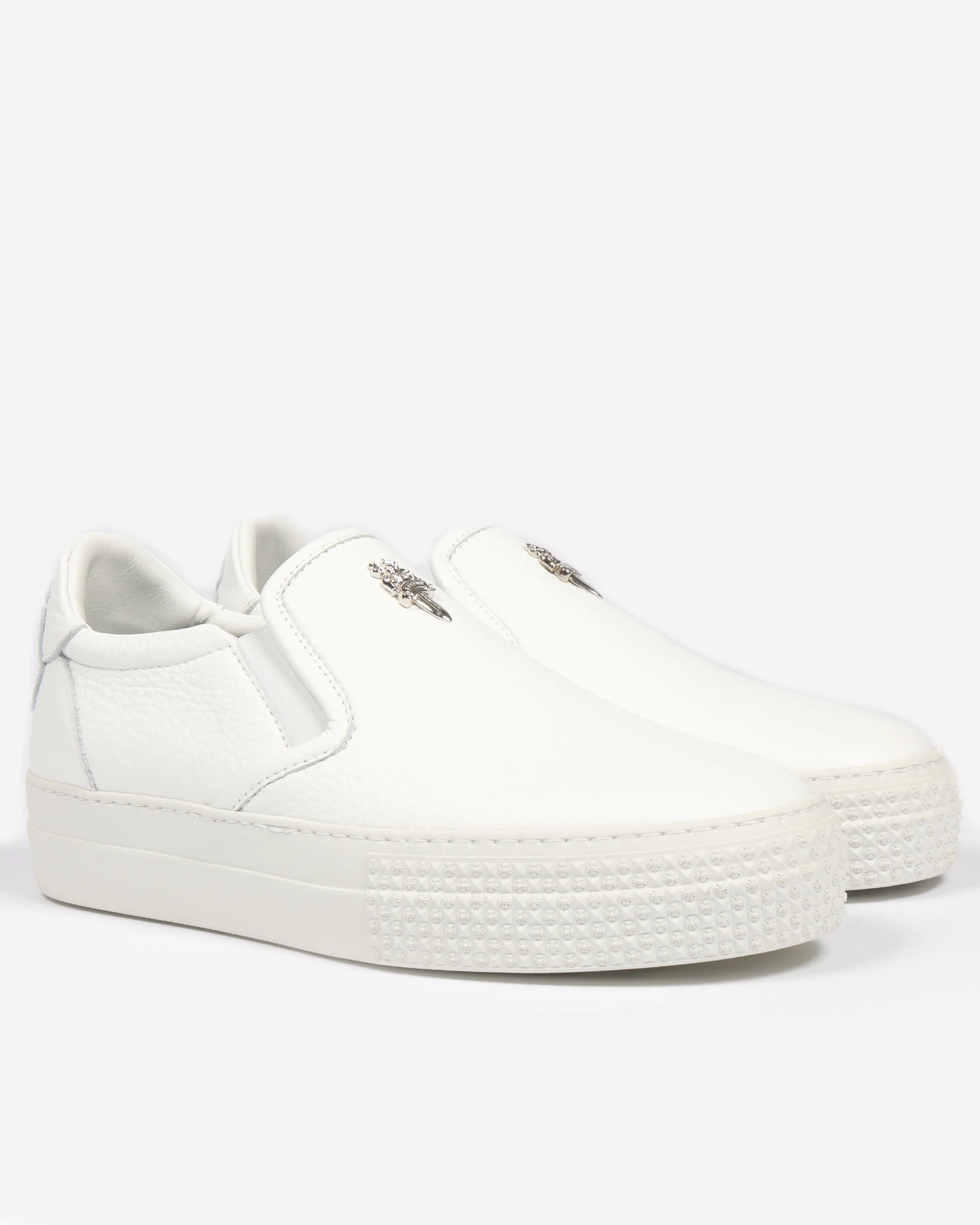 Dagger Embellished Leather Slip-Ons