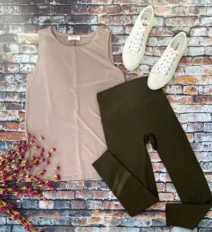 Dark Olive Athletic Side Seam Leggings